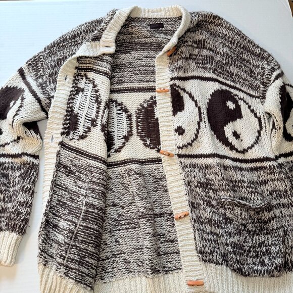 MOTHER The Long Drop Cardigan “The Good And The Bad” Yin Yang Sweater Oversized - Picture 8 of 15